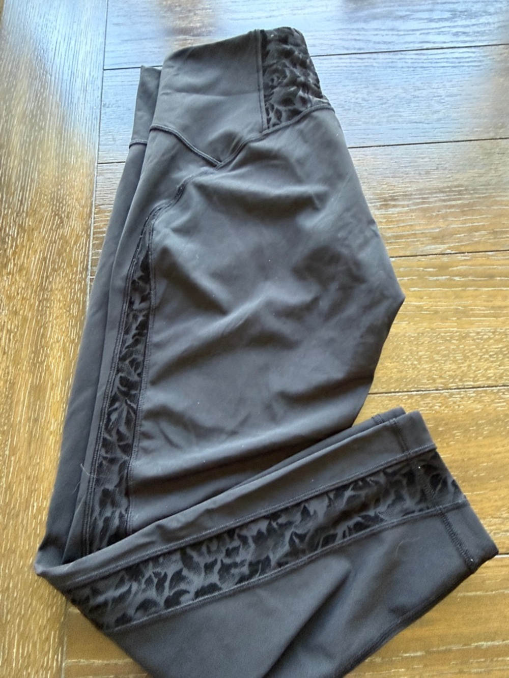 lululemon athletica Black Leggings with Velvet Leopard Panel